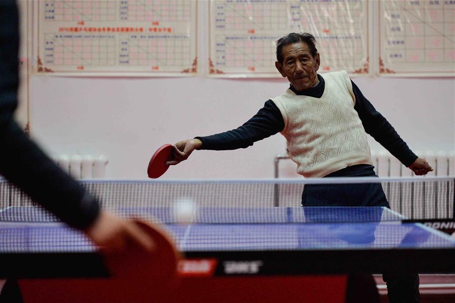 Photo taken on March 12, 2016 shows that 73-year-old member of Tibet Autonomous Region’s Table Tennis Association are playing ping-pong in Lhasa, capital of Tibet Autonomous Region. [Photo/Xinhua]Recently, Tibet Autonomous Region